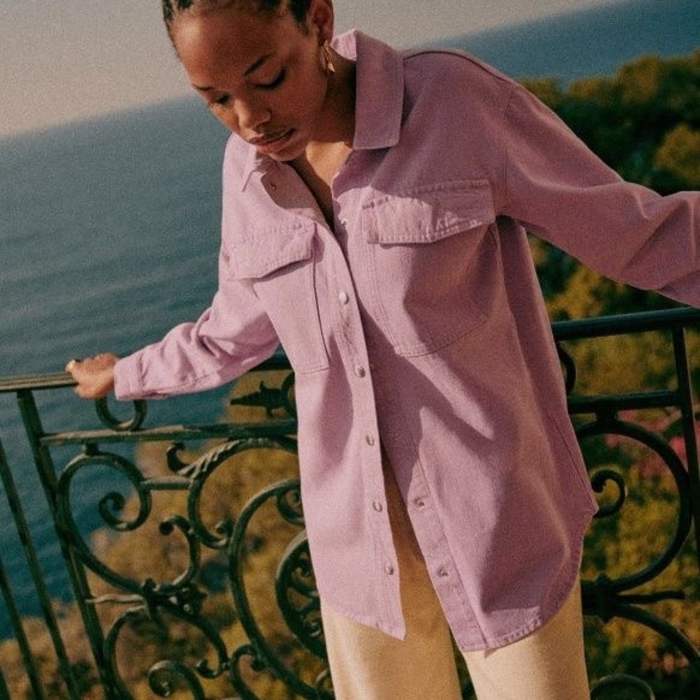 Sezane Raphael Jacket in Lilac Organic Cotton Size 34 or US 2 XS